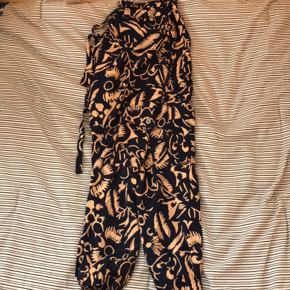 Baggy patterned pants.